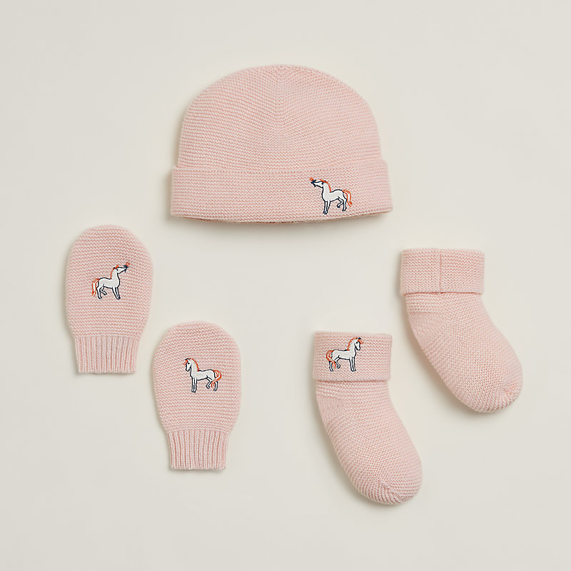 エルメス ライトブルー マフラー 帽子 セット【BABY用】 ベビーギフトセット 《カブリオル》 | Hermès - エルメス-公式サイト